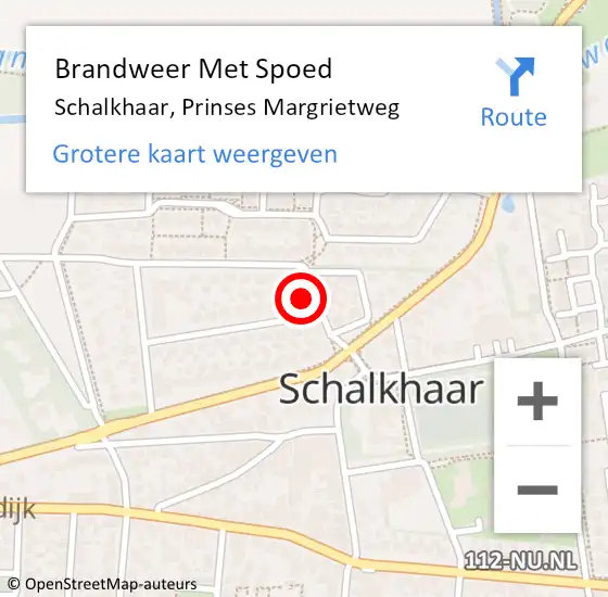 Locatie op kaart van de 112 melding: Brandweer Met Spoed Naar Schalkhaar, Prinses Margrietweg op 18 januari 2018 13:13