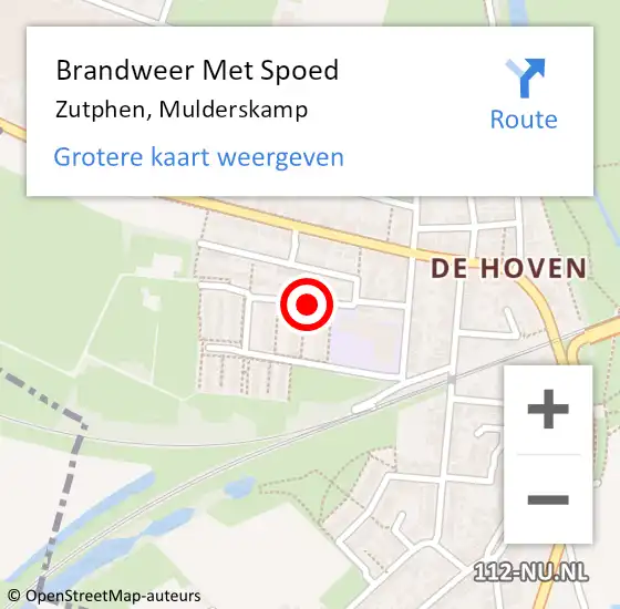 Locatie op kaart van de 112 melding: Brandweer Met Spoed Naar Zutphen, Mulderskamp op 18 januari 2018 13:17