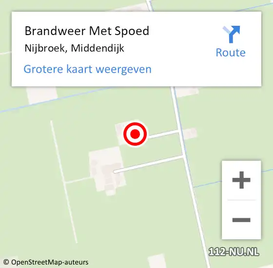 Locatie op kaart van de 112 melding: Brandweer Met Spoed Naar Nijbroek, Middendijk op 18 januari 2018 13:18