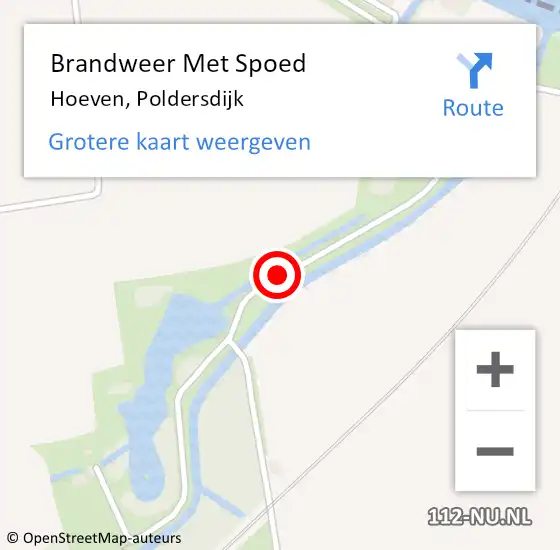 Locatie op kaart van de 112 melding: Brandweer Met Spoed Naar Hoeven, Poldersdijk op 18 januari 2018 13:20