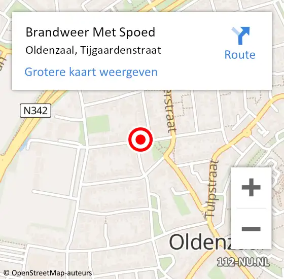 Locatie op kaart van de 112 melding: Brandweer Met Spoed Naar Oldenzaal, Tijgaardenstraat op 18 januari 2018 13:22