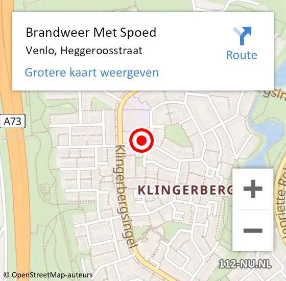 Locatie op kaart van de 112 melding: Brandweer Met Spoed Naar Venlo, Heggeroosstraat op 18 januari 2018 13:26