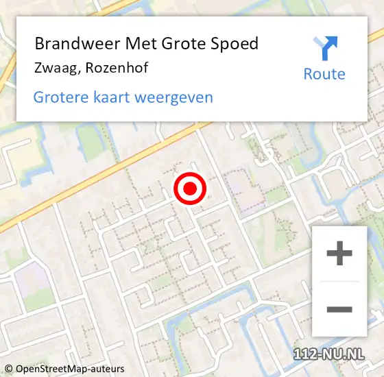 Locatie op kaart van de 112 melding: Brandweer Met Grote Spoed Naar Zwaag, Rozenhof op 18 januari 2018 13:29