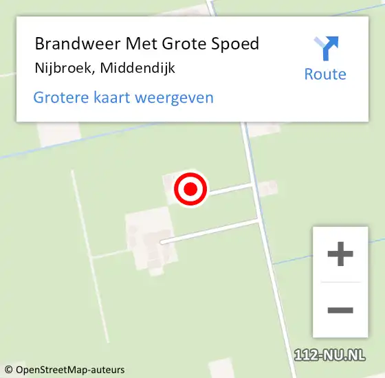 Locatie op kaart van de 112 melding: Brandweer Met Grote Spoed Naar Nijbroek, Middendijk op 18 januari 2018 13:40