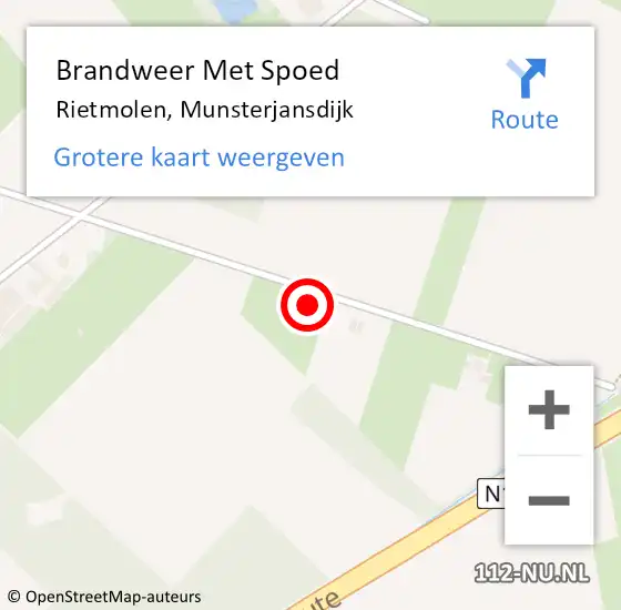 Locatie op kaart van de 112 melding: Brandweer Met Spoed Naar Rietmolen, Munsterjansdijk op 18 januari 2018 13:41