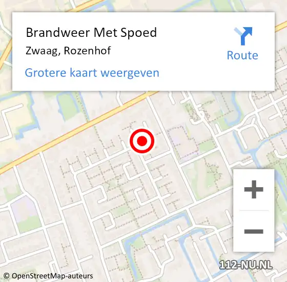 Locatie op kaart van de 112 melding: Brandweer Met Spoed Naar Zwaag, Rozenhof op 18 januari 2018 13:47