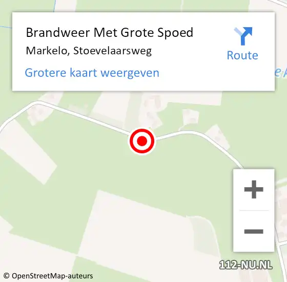 Locatie op kaart van de 112 melding: Brandweer Met Grote Spoed Naar Markelo, Stoevelaarsweg op 18 januari 2018 13:50