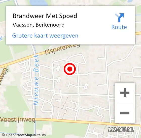 Locatie op kaart van de 112 melding: Brandweer Met Spoed Naar Vaassen, Berkenoord op 18 januari 2018 13:51