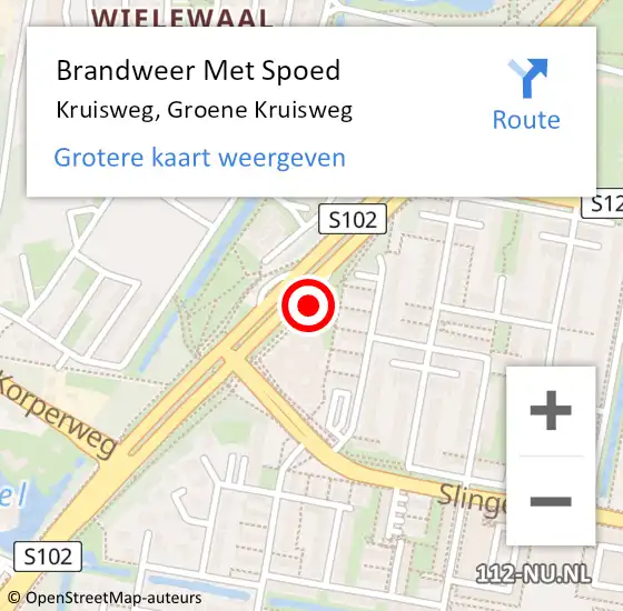 Locatie op kaart van de 112 melding: Brandweer Met Spoed Naar Kruisweg, Groene Kruisweg op 18 januari 2018 13:51