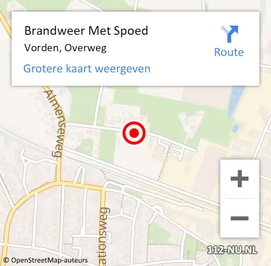 Locatie op kaart van de 112 melding: Brandweer Met Spoed Naar Vorden, Overweg op 18 januari 2018 13:53