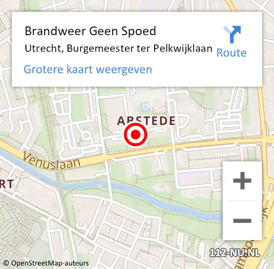 Locatie op kaart van de 112 melding: Brandweer Geen Spoed Naar Utrecht, Burgemeester ter Pelkwijklaan op 18 januari 2018 13:56