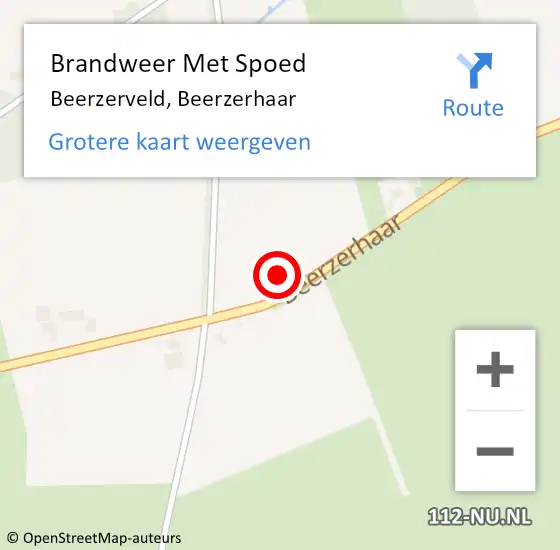 Locatie op kaart van de 112 melding: Brandweer Met Spoed Naar Beerzerveld, Beerzerhaar op 18 januari 2018 13:57