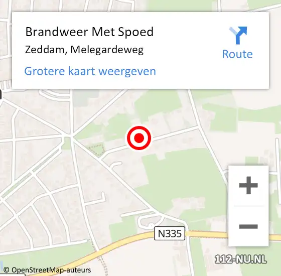 Locatie op kaart van de 112 melding: Brandweer Met Spoed Naar Zeddam, Melegardeweg op 18 januari 2018 14:17