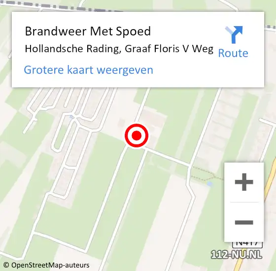 Locatie op kaart van de 112 melding: Brandweer Met Spoed Naar Hollandsche Rading, Graaf Floris V Weg op 18 januari 2018 14:17