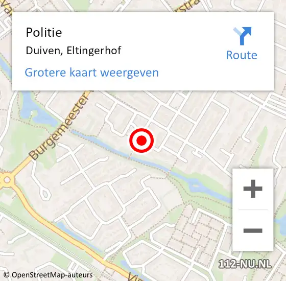 Locatie op kaart van de 112 melding: Politie Duiven, Eltingerhof op 18 januari 2018 14:20