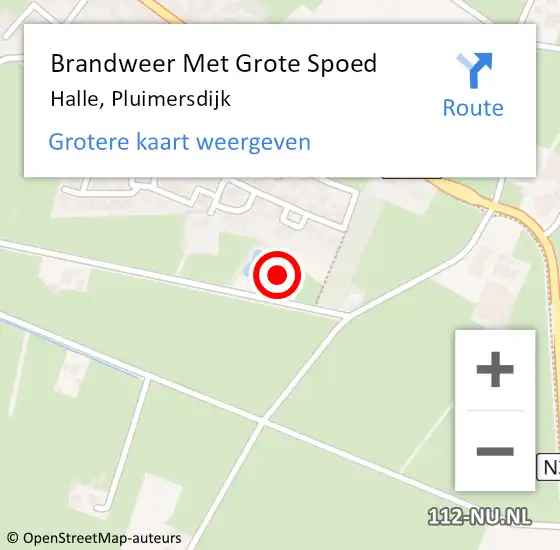 Locatie op kaart van de 112 melding: Brandweer Met Grote Spoed Naar Halle, Pluimersdijk op 18 januari 2018 14:22