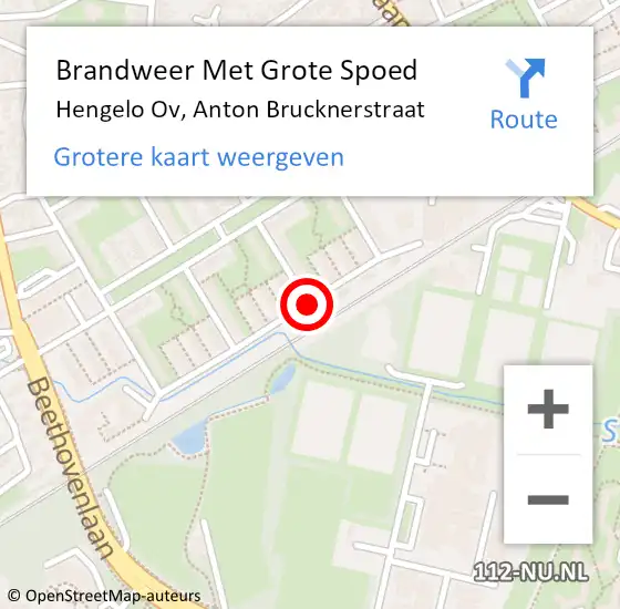 Locatie op kaart van de 112 melding: Brandweer Met Grote Spoed Naar Hengelo Ov, Anton Brucknerstraat op 18 januari 2018 14:22