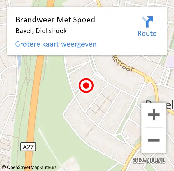 Locatie op kaart van de 112 melding: Brandweer Met Spoed Naar Bavel, Dielishoek op 18 januari 2018 14:23