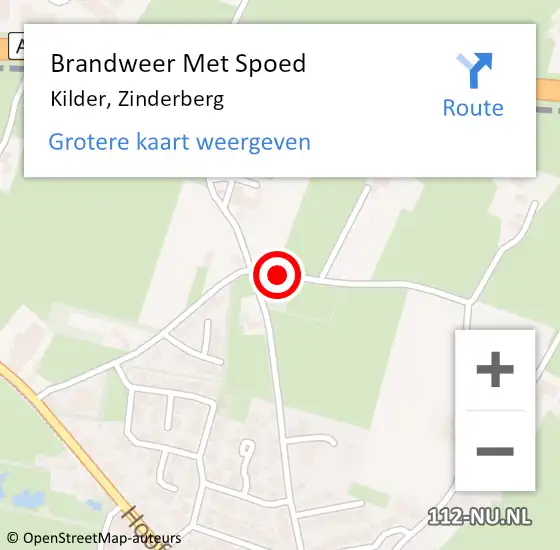 Locatie op kaart van de 112 melding: Brandweer Met Spoed Naar Kilder, Zinderberg op 18 januari 2018 14:39