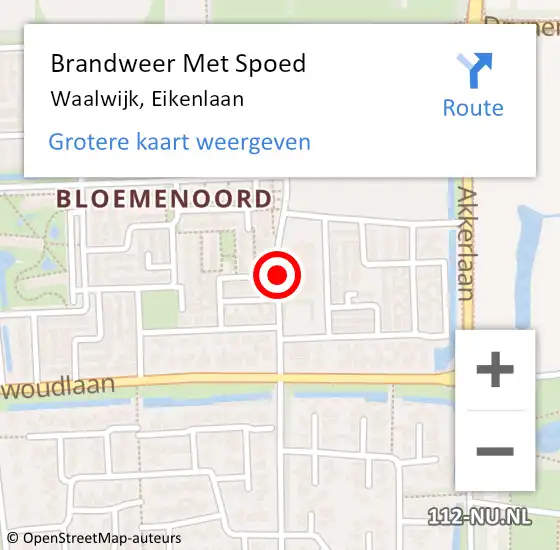 Locatie op kaart van de 112 melding: Brandweer Met Spoed Naar Waalwijk, Eikenlaan op 18 januari 2018 14:41