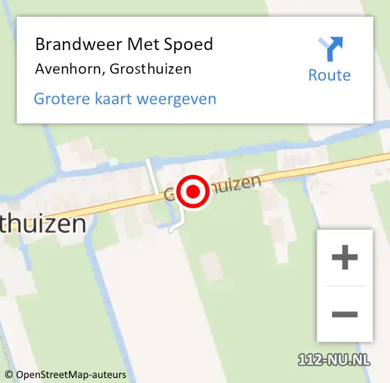 Locatie op kaart van de 112 melding: Brandweer Met Spoed Naar Avenhorn, Grosthuizen op 18 januari 2018 14:49