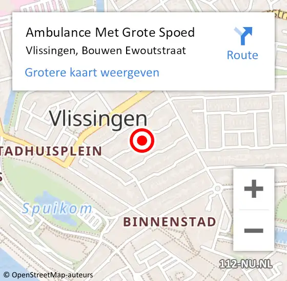 Locatie op kaart van de 112 melding: Ambulance Met Grote Spoed Naar Vlissingen, Bouwen Ewoutstraat op 18 januari 2018 14:56