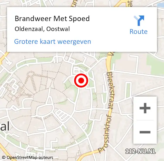 Locatie op kaart van de 112 melding: Brandweer Met Spoed Naar Oldenzaal, Oostwal op 18 januari 2018 15:08