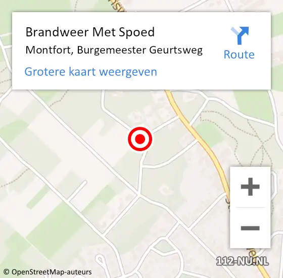 Locatie op kaart van de 112 melding: Brandweer Met Spoed Naar Montfort, Burgemeester Geurtsweg op 18 januari 2018 15:17