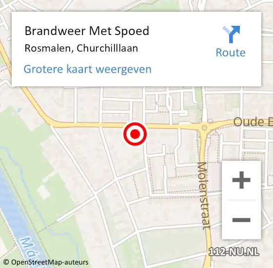 Locatie op kaart van de 112 melding: Brandweer Met Spoed Naar Rosmalen, Churchilllaan op 18 januari 2018 15:20