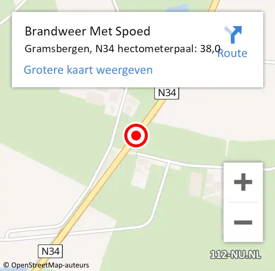 Locatie op kaart van de 112 melding: Brandweer Met Spoed Naar Gramsbergen, N34 hectometerpaal: 38,0 op 18 januari 2018 15:20