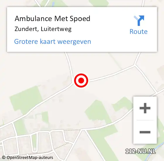 Locatie op kaart van de 112 melding: Ambulance Met Spoed Naar Zundert, Luitertweg op 18 januari 2018 15:24