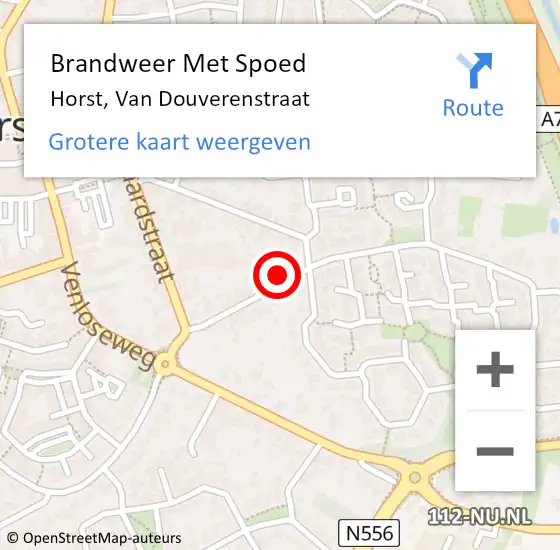 Locatie op kaart van de 112 melding: Brandweer Met Spoed Naar Horst, Van Douverenstraat op 18 januari 2018 15:26