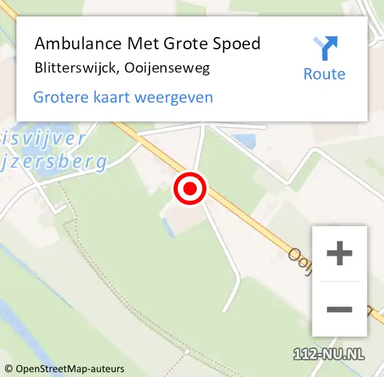 Locatie op kaart van de 112 melding: Ambulance Met Grote Spoed Naar Blitterswijck, Ooijenseweg op 18 januari 2018 15:29