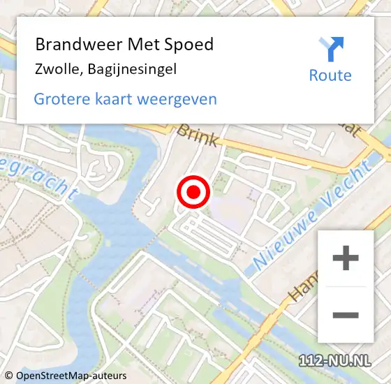 Locatie op kaart van de 112 melding: Brandweer Met Spoed Naar Zwolle, Bagijnesingel op 18 januari 2018 15:34