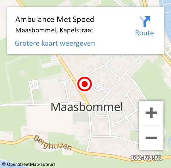 Locatie op kaart van de 112 melding: Ambulance Met Spoed Naar Maasbommel, Kapelstraat op 18 januari 2018 15:35