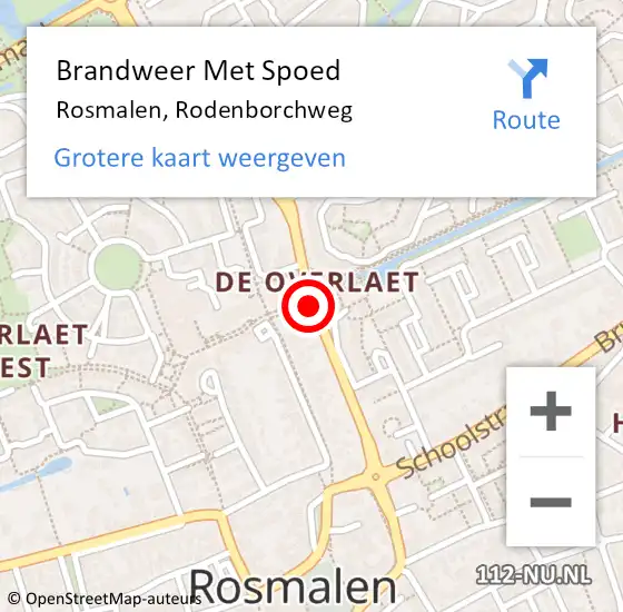 Locatie op kaart van de 112 melding: Brandweer Met Spoed Naar Rosmalen, Rodenborchweg op 18 januari 2018 15:54