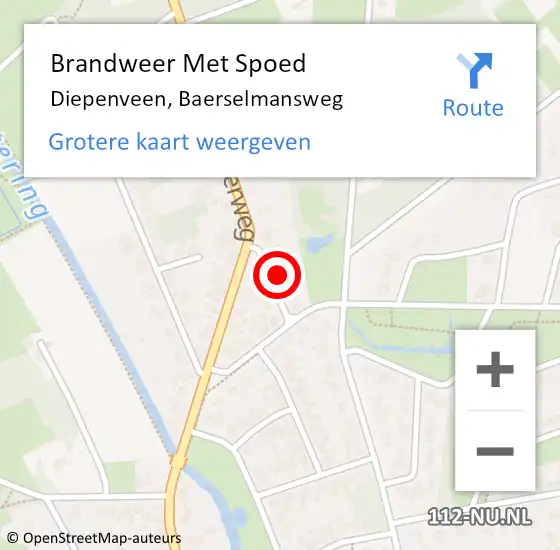 Locatie op kaart van de 112 melding: Brandweer Met Spoed Naar Diepenveen, Baerselmansweg op 18 januari 2018 15:56