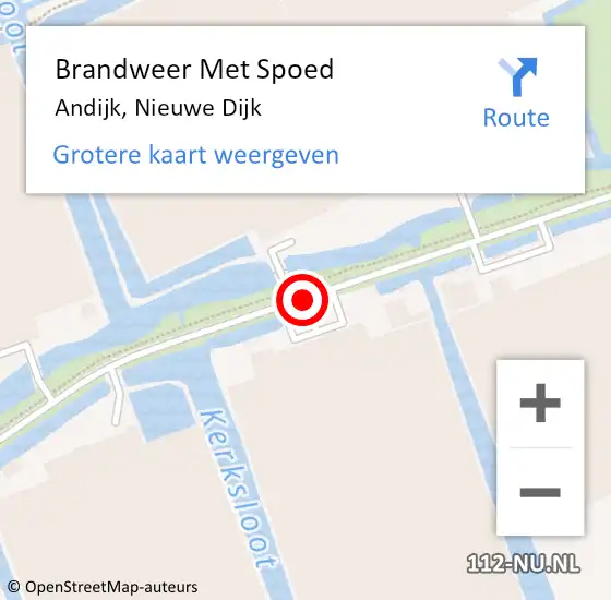 Locatie op kaart van de 112 melding: Brandweer Met Spoed Naar Andijk, Nieuwe Dijk op 18 januari 2018 16:03