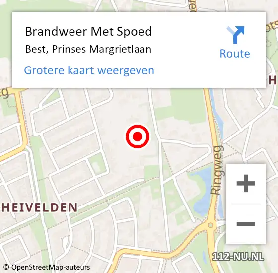 Locatie op kaart van de 112 melding: Brandweer Met Spoed Naar Best, Prinses Margrietlaan op 18 januari 2018 16:08