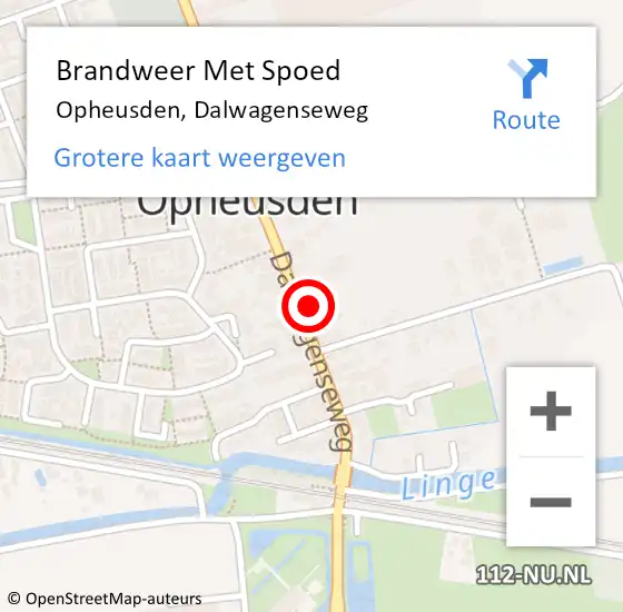 Locatie op kaart van de 112 melding: Brandweer Met Spoed Naar Opheusden, Dalwagenseweg op 18 januari 2018 16:17