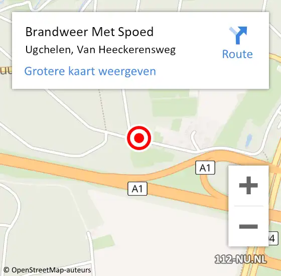 Locatie op kaart van de 112 melding: Brandweer Met Spoed Naar Ugchelen, Van Heeckerensweg op 18 januari 2018 16:36