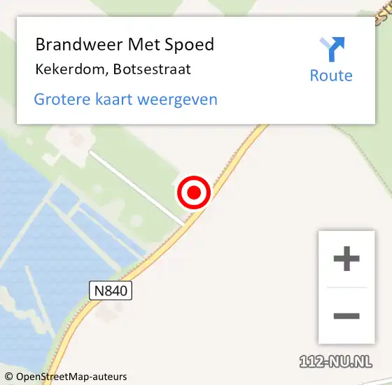 Locatie op kaart van de 112 melding: Brandweer Met Spoed Naar Kekerdom, Botsestraat op 18 januari 2018 16:56