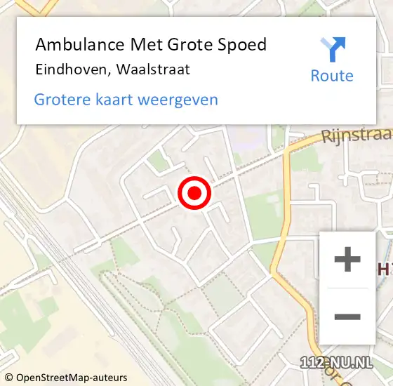 Locatie op kaart van de 112 melding: Ambulance Met Grote Spoed Naar Eindhoven, Waalstraat op 18 januari 2018 17:12