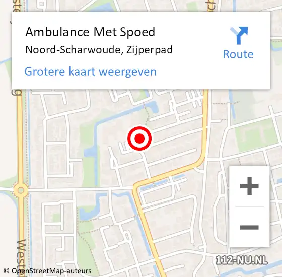 Locatie op kaart van de 112 melding: Ambulance Met Spoed Naar Noord-Scharwoude, Zijperpad op 22 september 2013 11:53