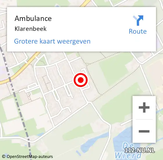 Locatie op kaart van de 112 melding: Ambulance Klarenbeek op 13 februari 2014 15:15