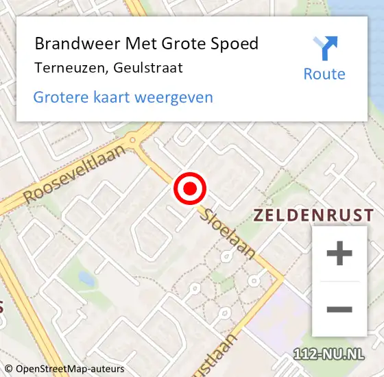 Locatie op kaart van de 112 melding: Brandweer Met Grote Spoed Naar Terneuzen, Geulstraat op 18 januari 2018 17:27