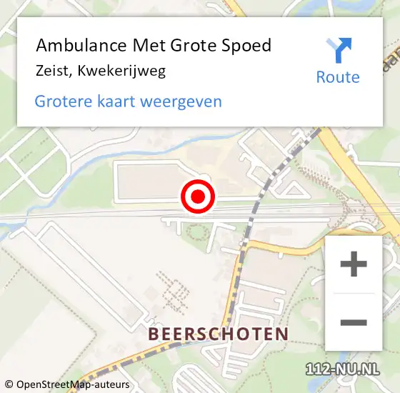 Locatie op kaart van de 112 melding: Ambulance Met Grote Spoed Naar Zeist, Kwekerijweg op 18 januari 2018 17:38