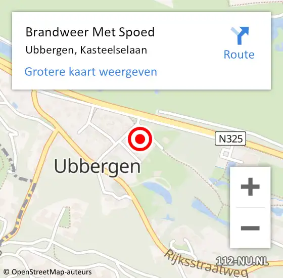 Locatie op kaart van de 112 melding: Brandweer Met Spoed Naar Ubbergen, Kasteelselaan op 18 januari 2018 17:38