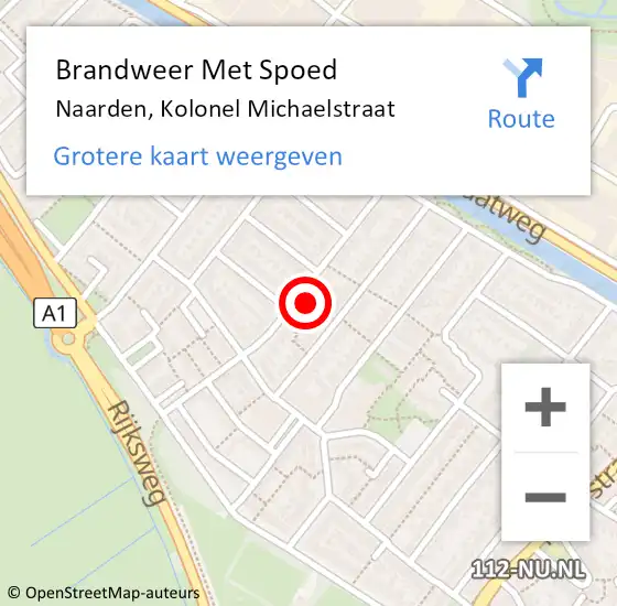 Locatie op kaart van de 112 melding: Brandweer Met Spoed Naar Naarden, Kolonel Michaelstraat op 18 januari 2018 17:57