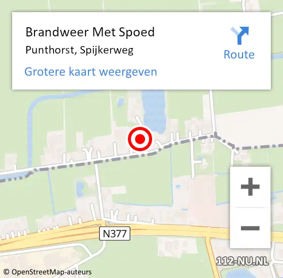 Locatie op kaart van de 112 melding: Brandweer Met Spoed Naar Punthorst, Spijkerweg op 18 januari 2018 18:02